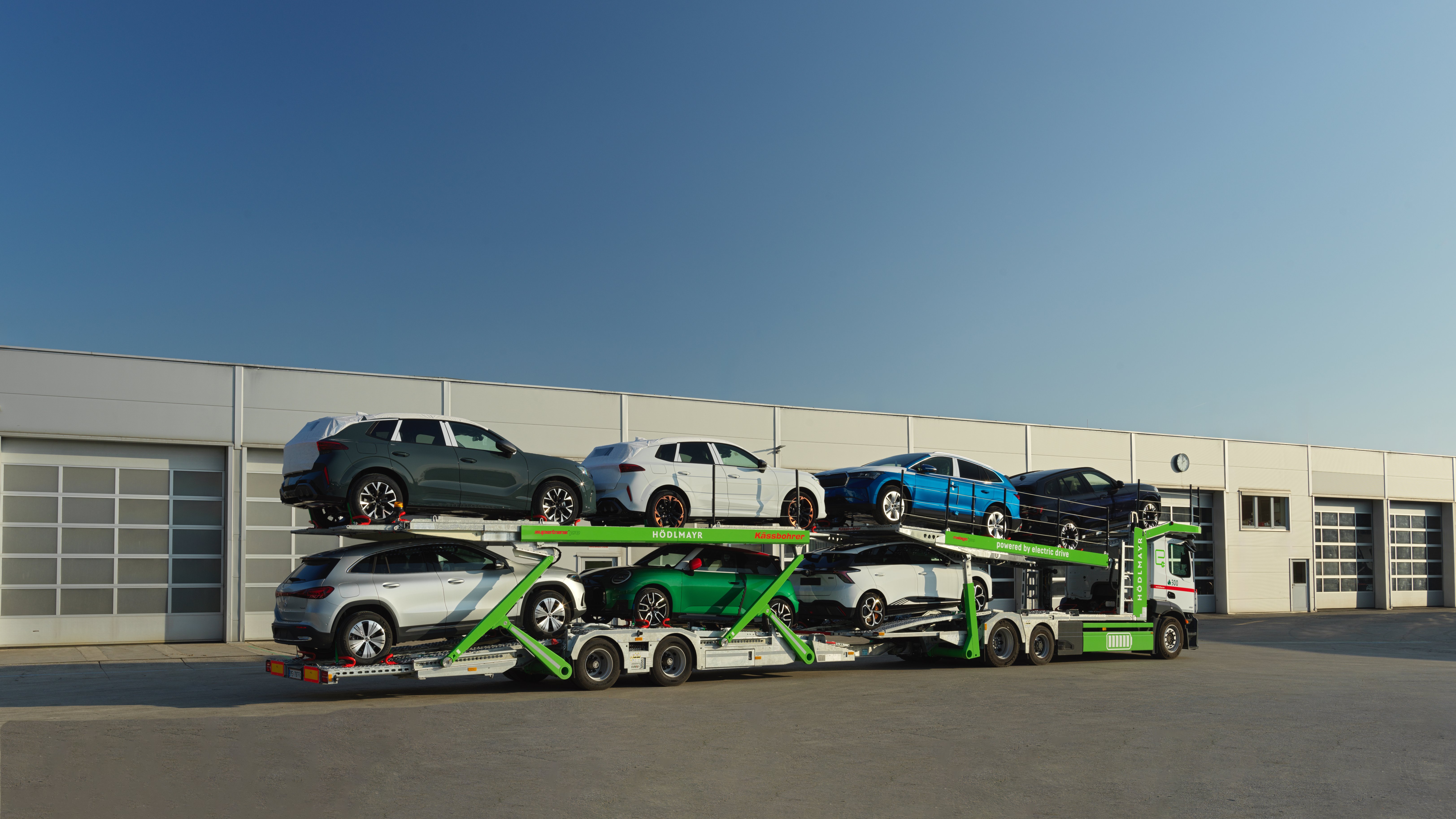 Hödlmayr electric truck parked at the compound in Schwertberg
