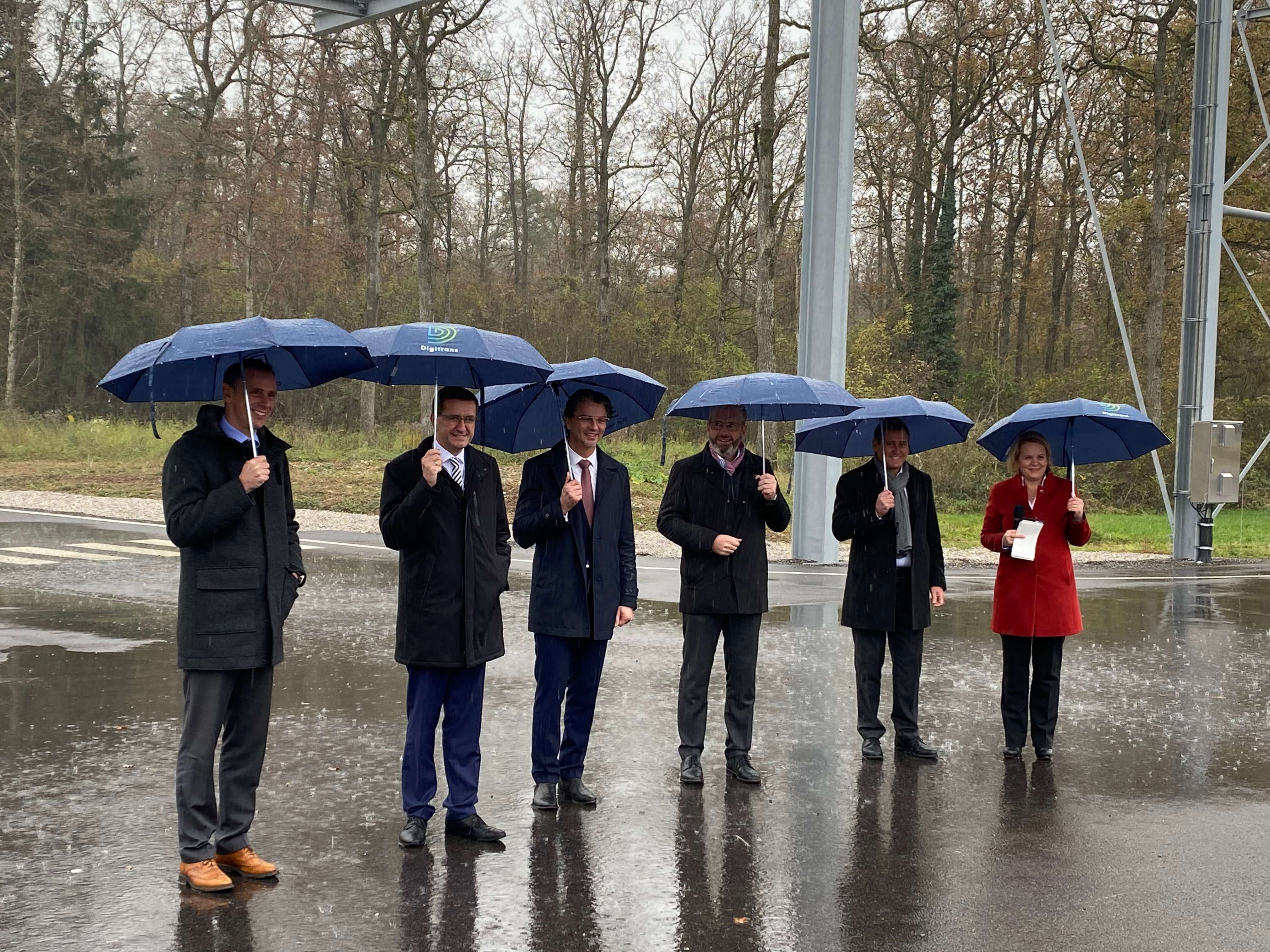 Group of people in the rain
