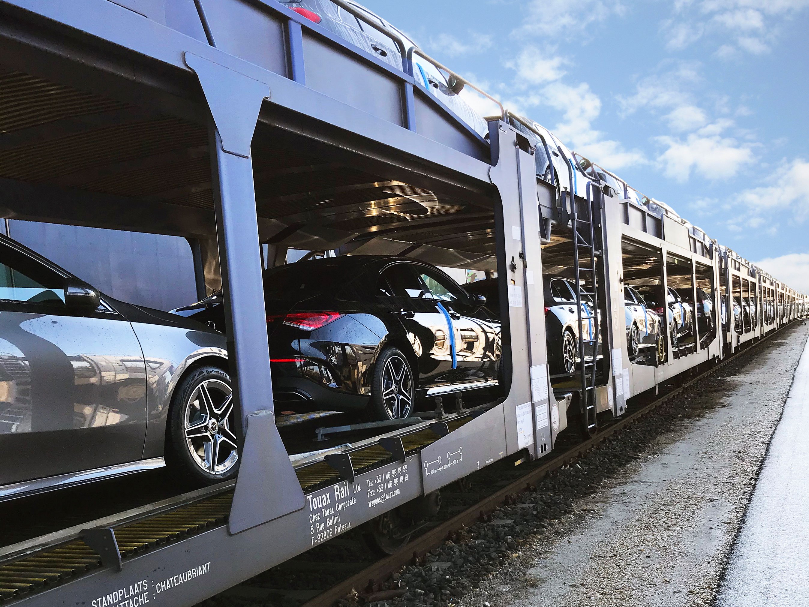 Loaded Hödlmayr rail cargo train
