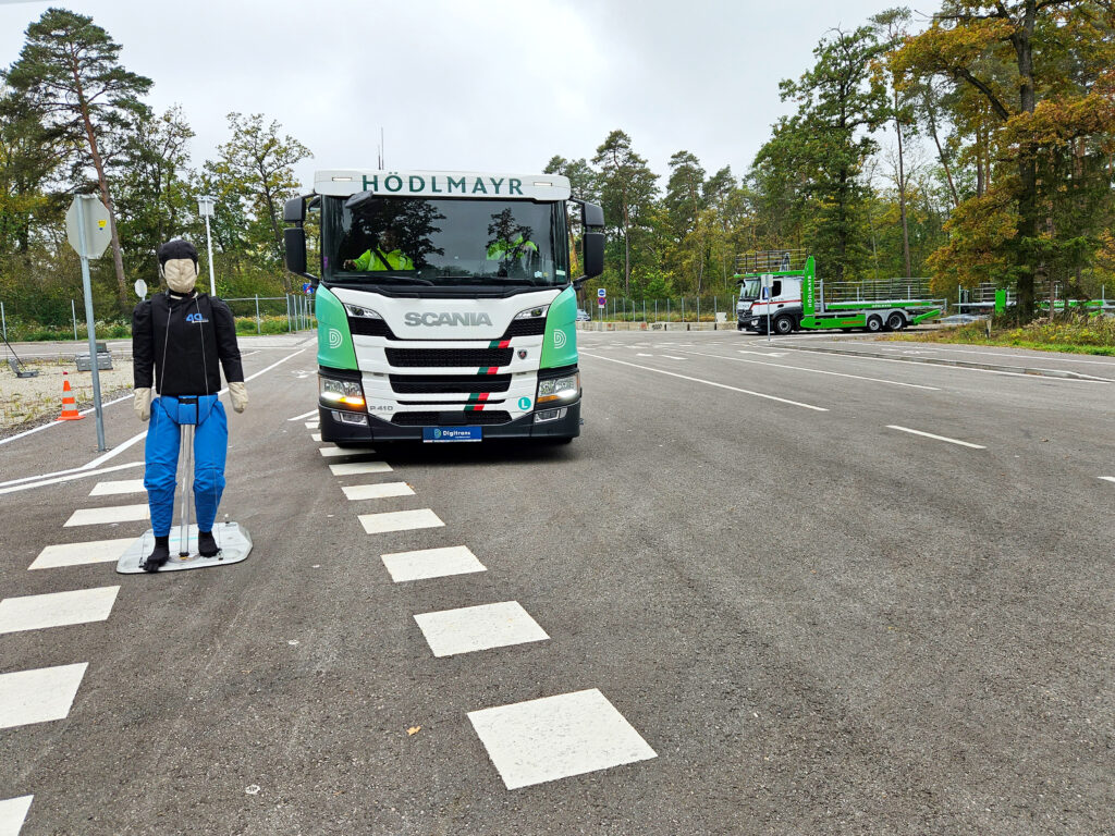 Truck testing driver-assistance systems on Digitrans test track