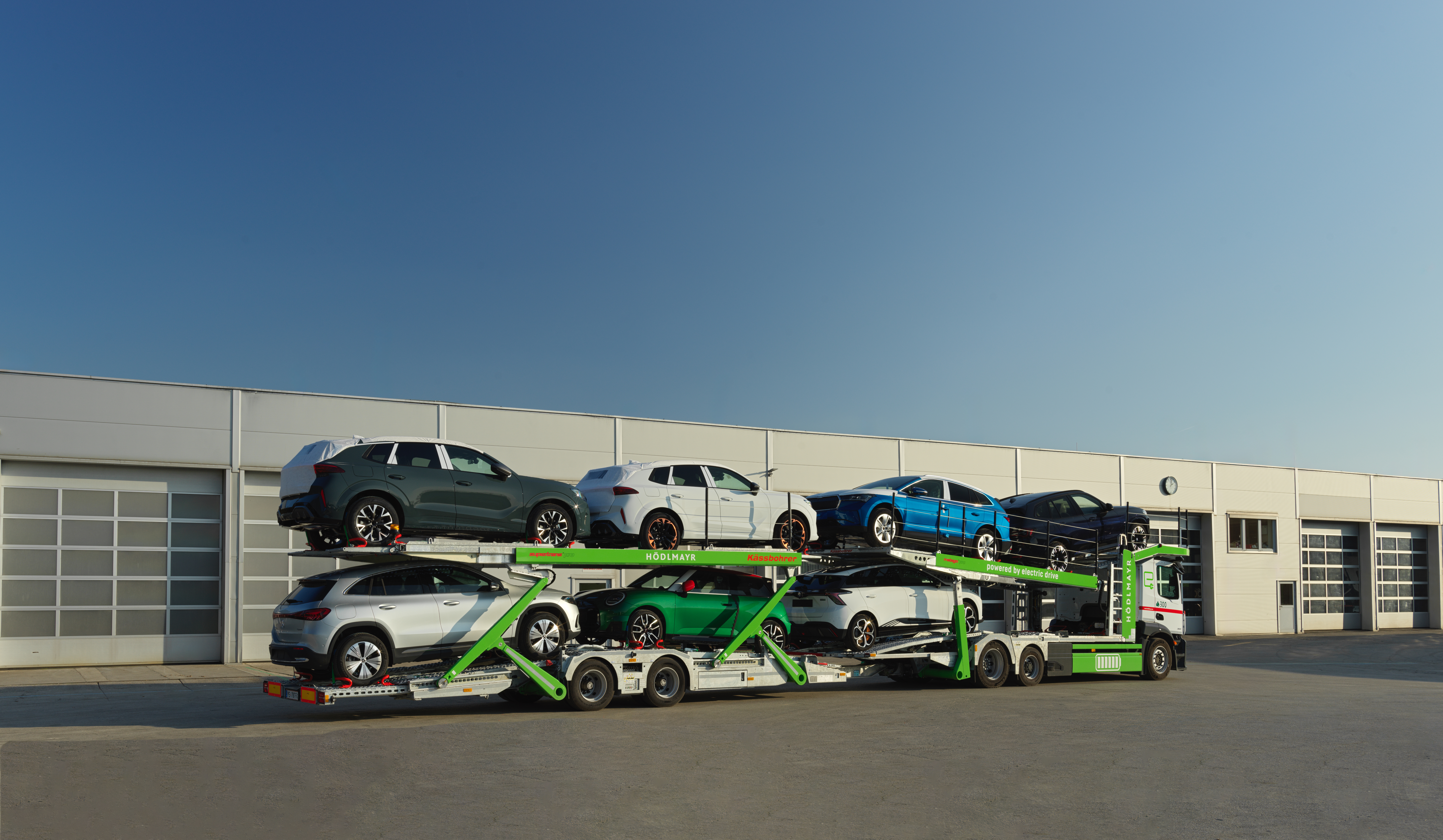 Hödlmayr electric truck parked at the compound in Schwertberg